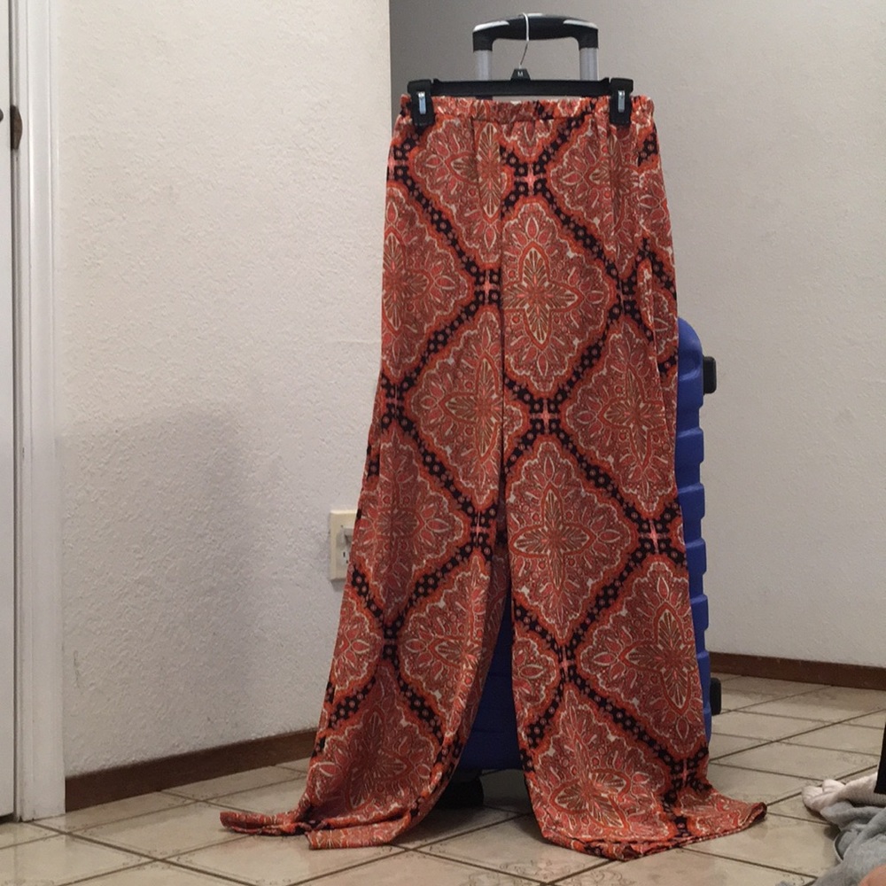 Orange and black flowey pants